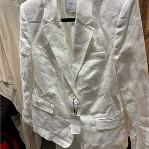 Mngo linen Women's White Blazer